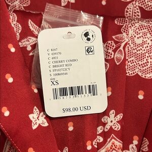 Free People Red Floral Intimates Pajama Set